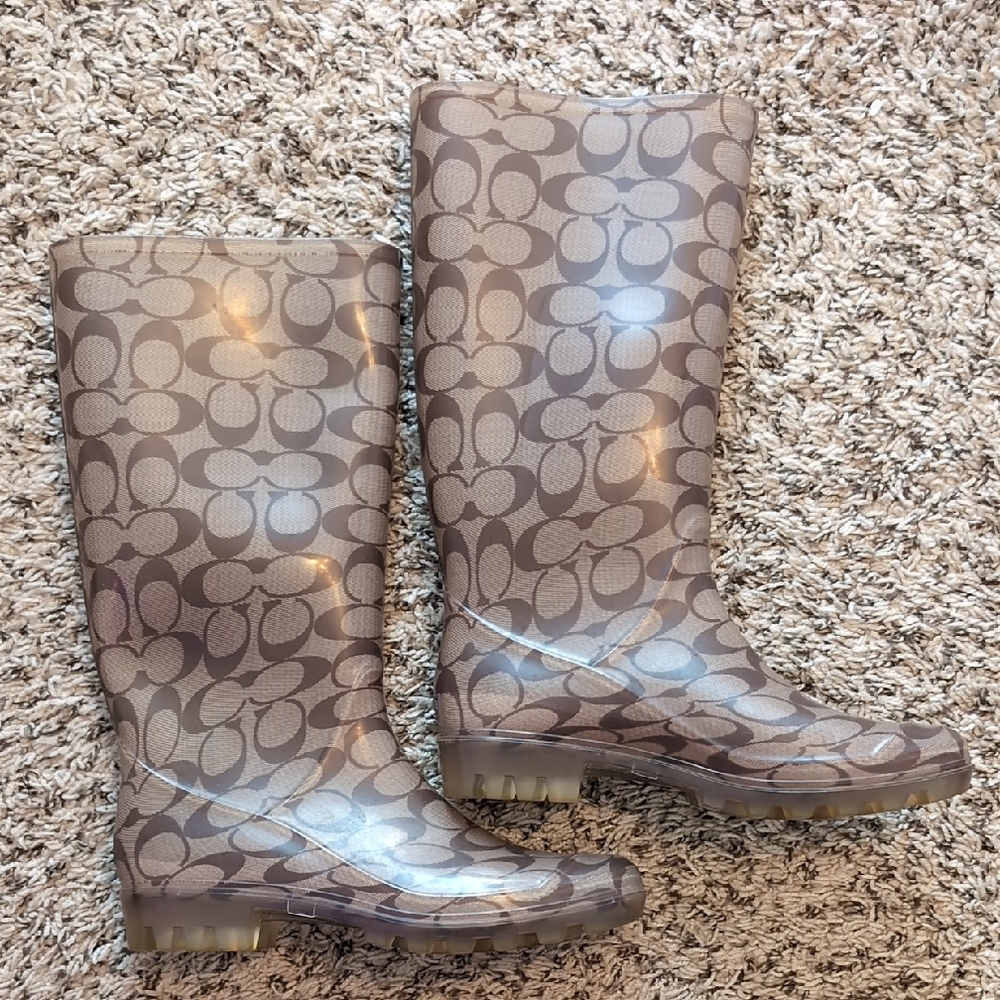 Coach Stylish Brown Patterned Women's Rain Boots